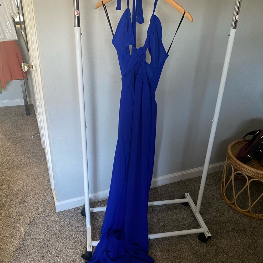Blue Criss Cross Maxi Dress - Picture 5 of 5